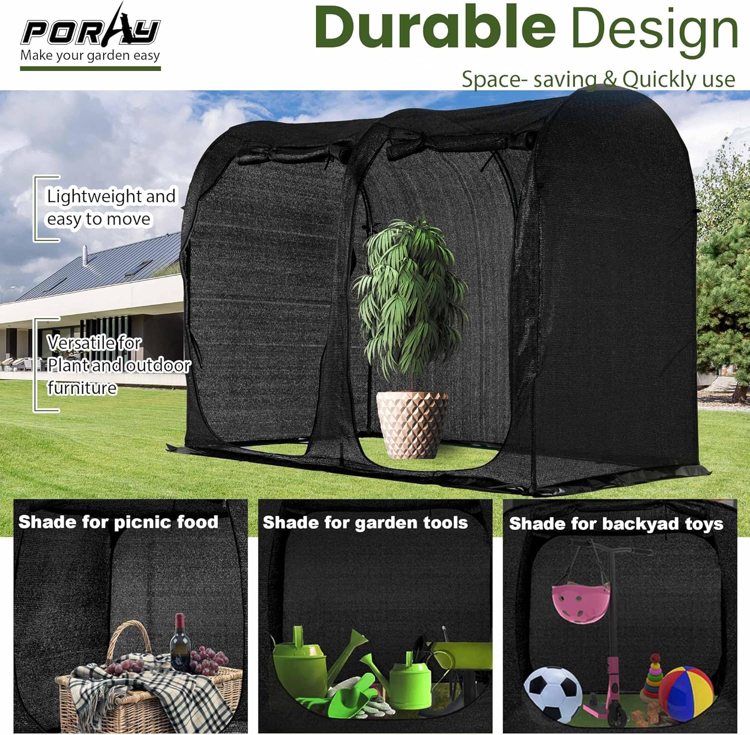 Large Tunnel 8.2'x4' Sunshade Cloth Gardening Net,Easy Set up 6FT Tall Crops Shade Net Cover, UV Resistant Plant 80%