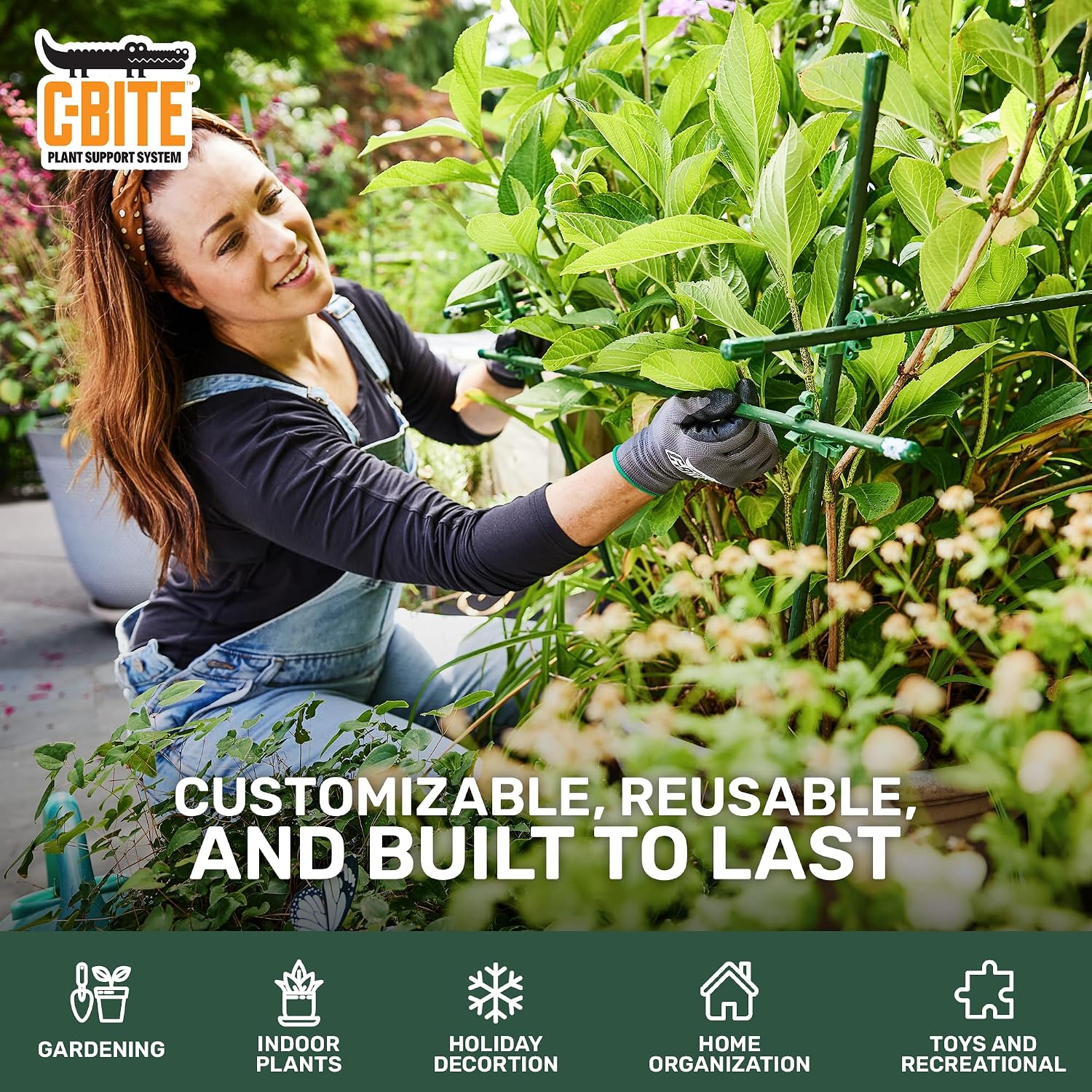 Plant Support Maker Kit – Custom DIY Trellis & Tomato Cage System, Modular Garden Stake Connectors for 7/16" Stakes