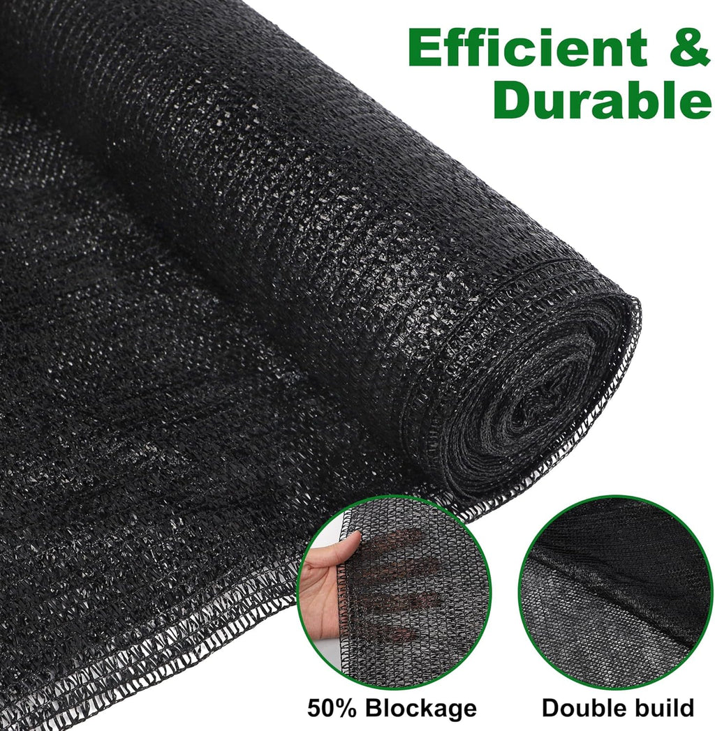 winemana 6x120 FT Outdoor Shade Cloth for Garden & Plants - 50% Large Black Mesh Tarp, UV Resistant Woven Shade Fabric