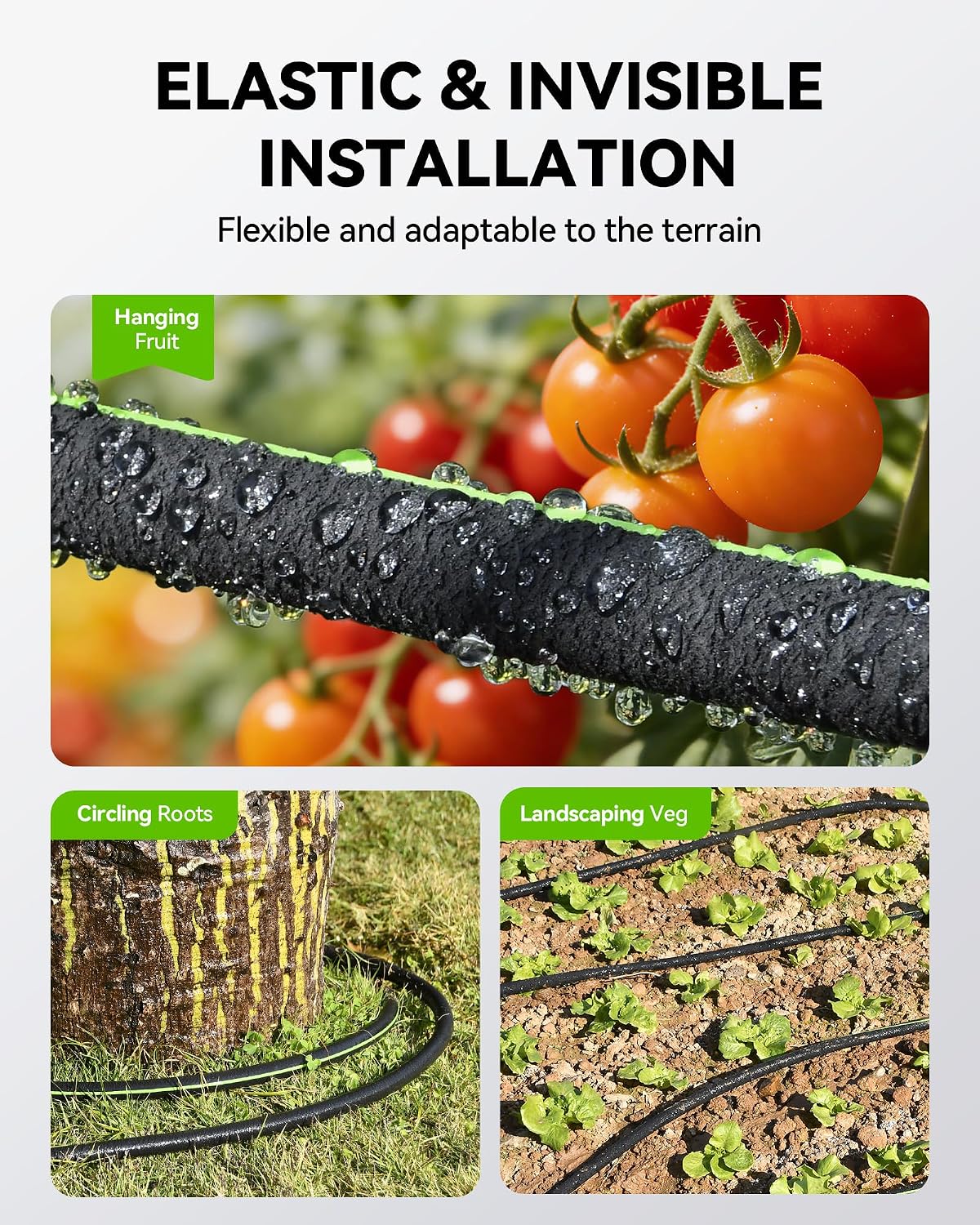 RAINPOINT 1/2'' Soaker Hose 50ft for Garden, Drip Irrigation Hose, Water Seeper Soaker Hoses for Foundation Watering