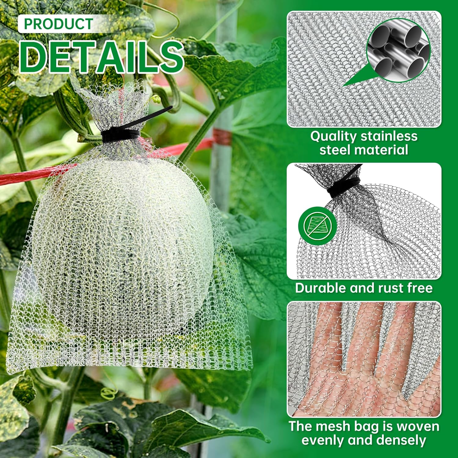 25Pcs 8 x 12 inch Fruit Protection Wire mesh Bags, 304 Stainless Steel Wire, Gophers Resistant Stainless Steel Mesh