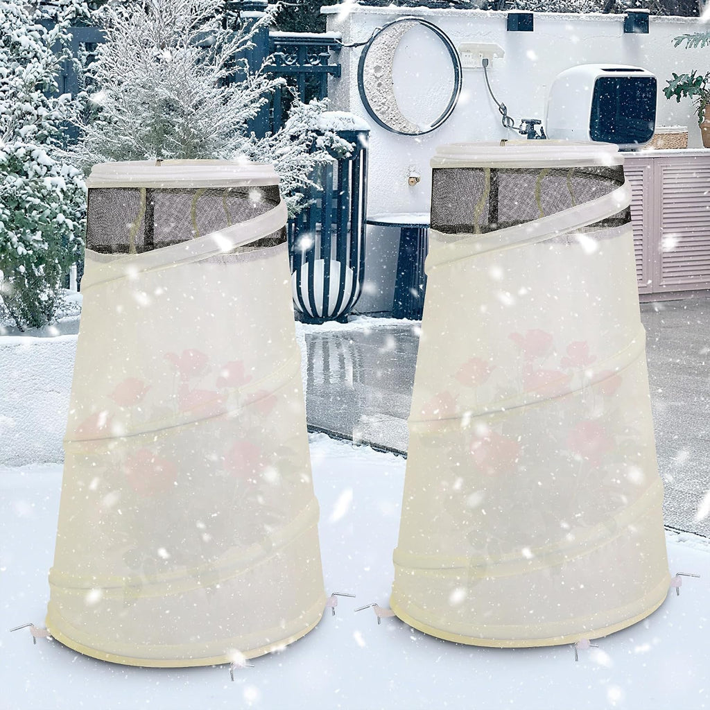 Purple Star 2 Pcs Pop Up Rose Cones for Winter Protection, 20" x 13" x 9" Winter Rose Collars Protective Cover, Freeze