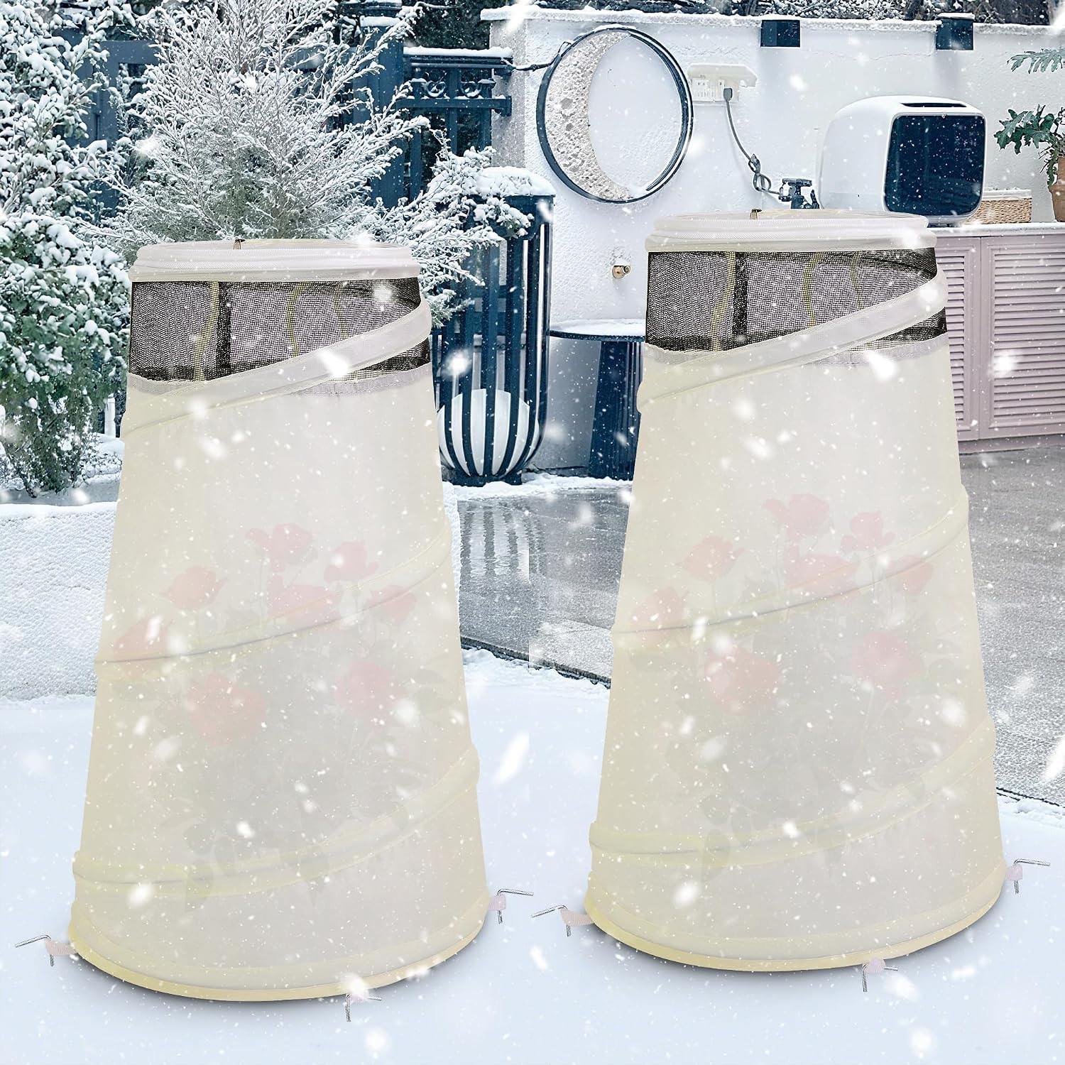 Purple Star 2 Pcs Pop Up Rose Cones for Winter Protection, 20" x 13" x 9" Winter Rose Collars Protective Cover, Freeze