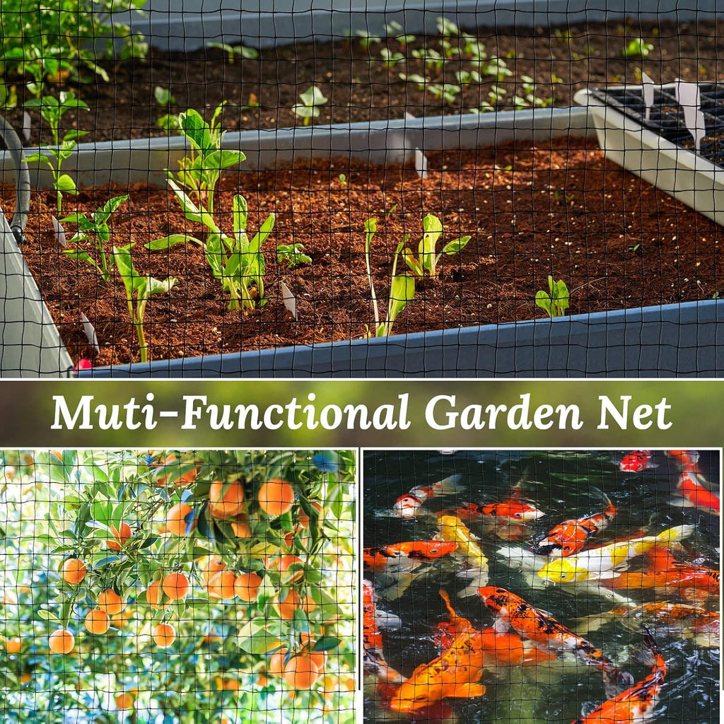 Woanger 3 Pack Deer Fence Netting Bird Netting Garden Net with 150 Pcs Cable Ties for Bird Protect Plants, Vegetables
