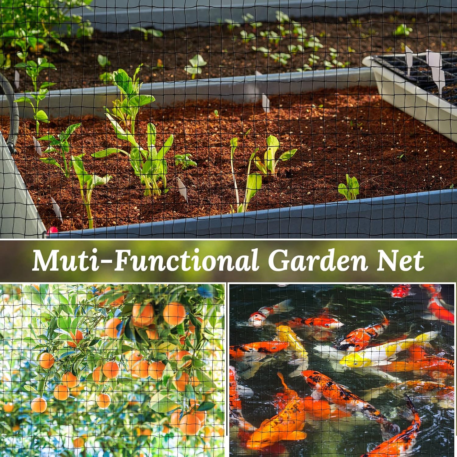 Woanger 3 Pack Deer Fence Netting Bird Netting Garden Net with 150 Pcs Cable Ties for Bird Protect Plants, Vegetables