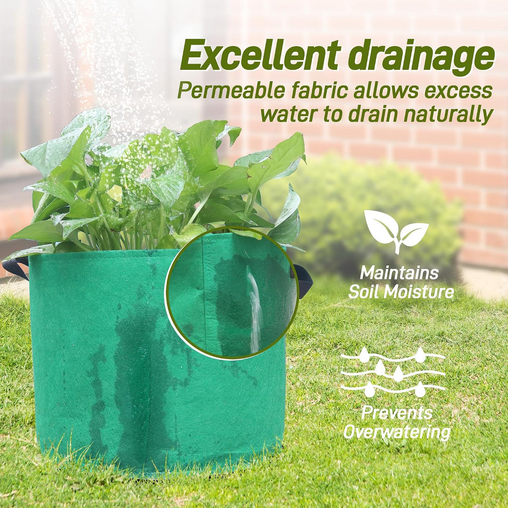 10-Gallon Fabric Grow Bag (7 Pack of Mix Colors) with Handles for Vegetable | Breathable Fabric, Sturdy Handles