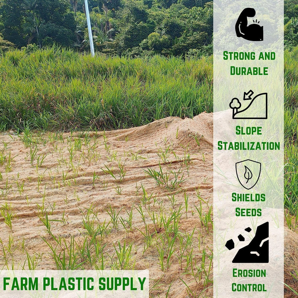 Farm Plastic Supply - Erosion Control Blanket - Straw Garden and Landscape Cover, Erosion Control Blanket, Straw