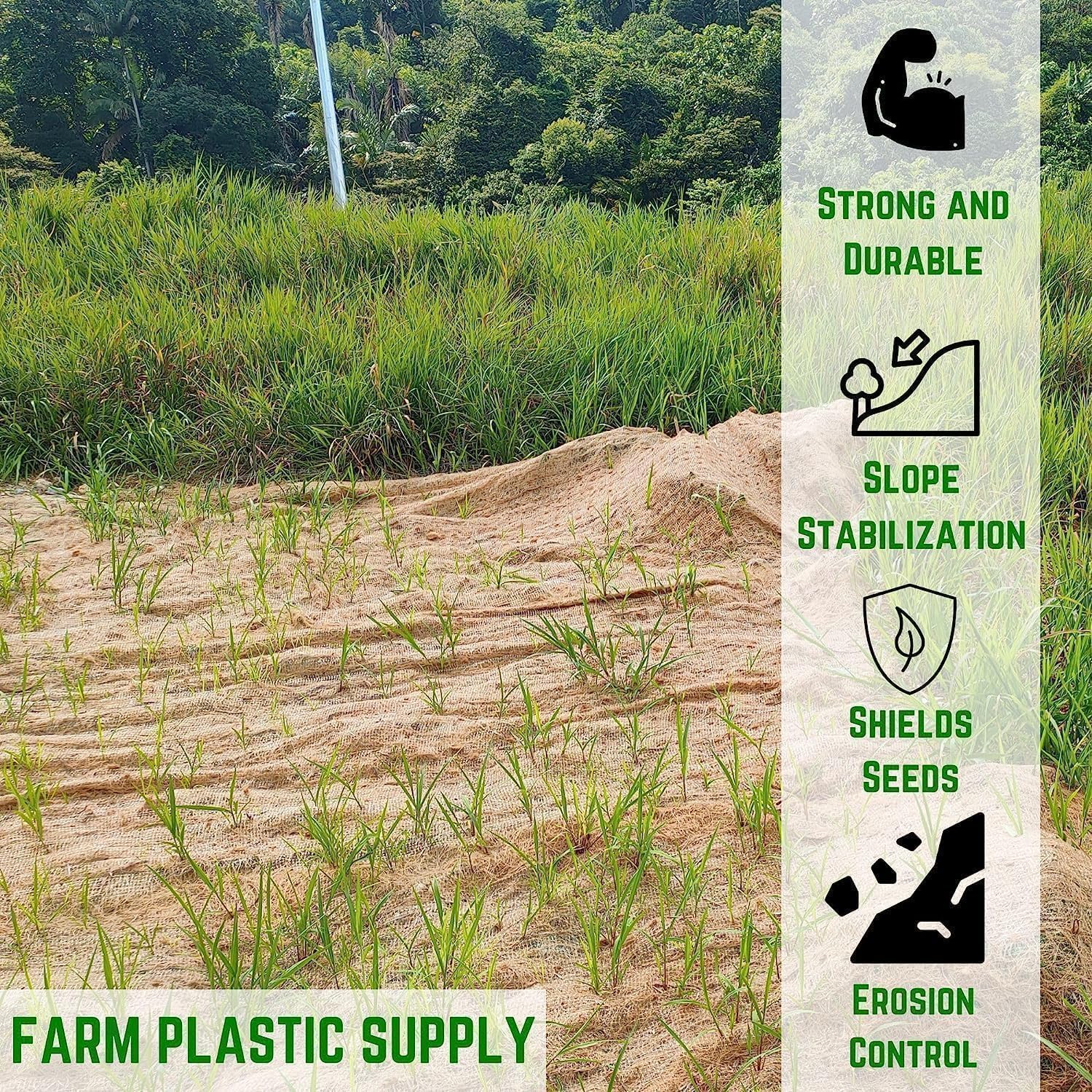 Farm Plastic Supply - Erosion Control Blanket - Straw Garden and Landscape Cover, Erosion Control Blanket, Straw