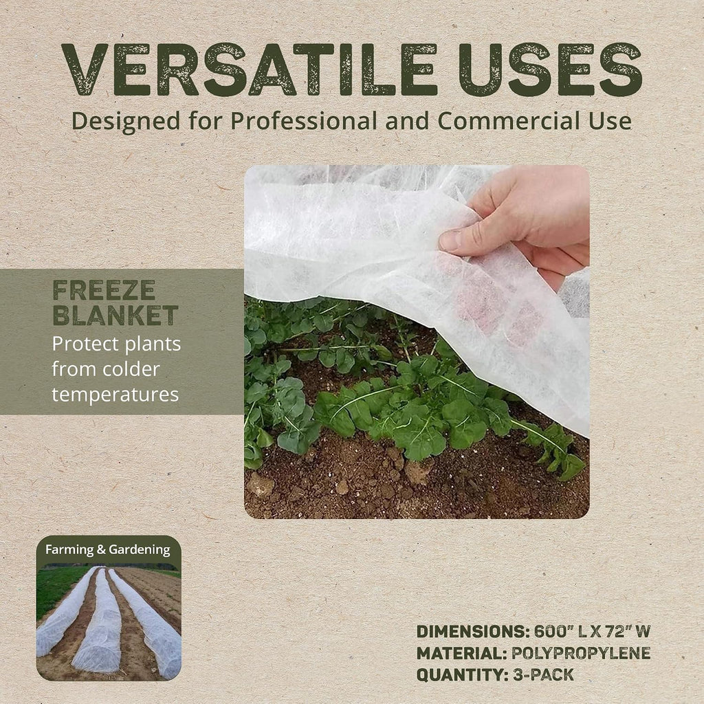 DeWitt Supreme Crop Protection Fabric, 1.5 oz, White, 6' x 50' - Frost & Freeze Blanket for Flowering Annuals