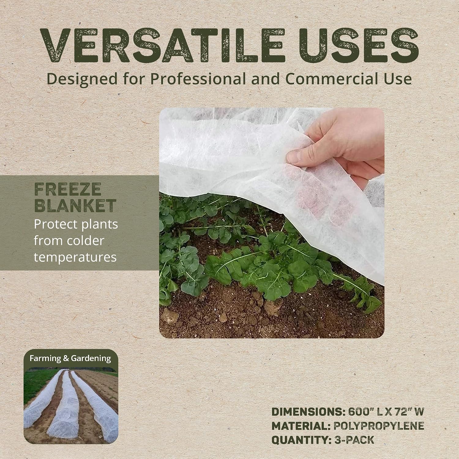 DeWitt Supreme Crop Protection Fabric, 1.5 oz, White, 6' x 50' - Frost & Freeze Blanket for Flowering Annuals