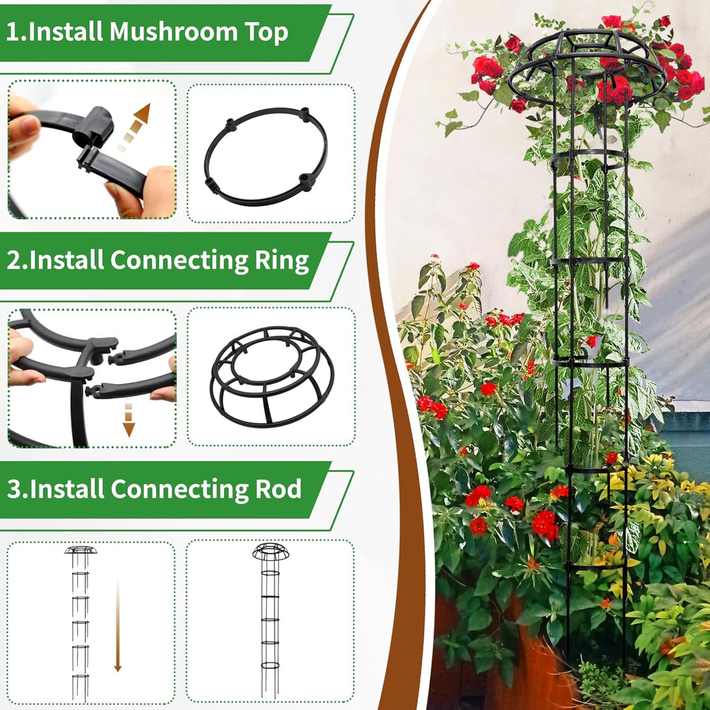 1 Pack Umbrella Trellis for Climbing Plants, 76 Inch Tall Adjustable Plant Support for Outdoor Indoor Garden, Sturdy