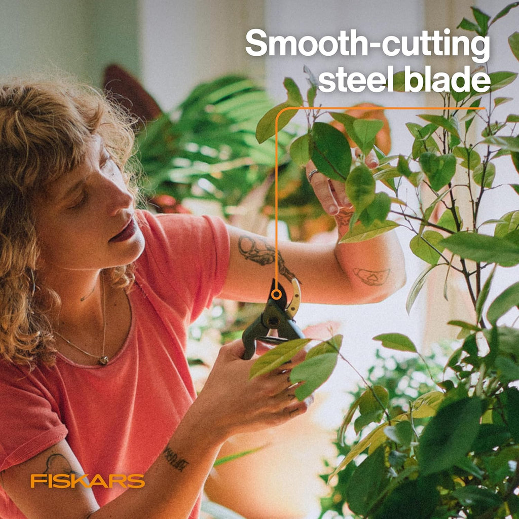 Fiskars 7" Plant Sculpting Bypass Pruners & Holder, 1/2" Cut Capacity | For Indoor Gardening & Bonsai, Low-Friction