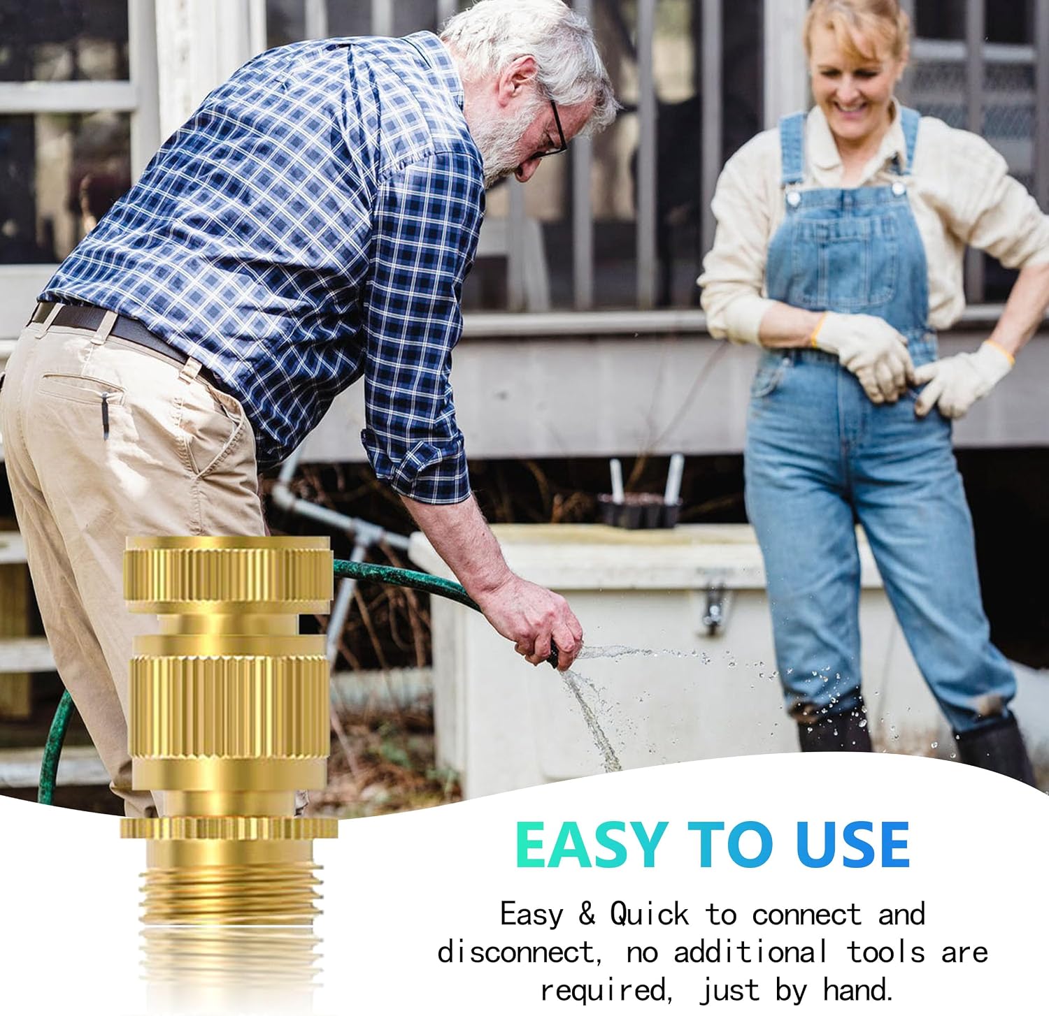 Heavy Duty Solid Brass Garden Hose Quick Connect Fittings, 6 Pack 3/4" With 20 Extra Washers, Male and Female Connectors