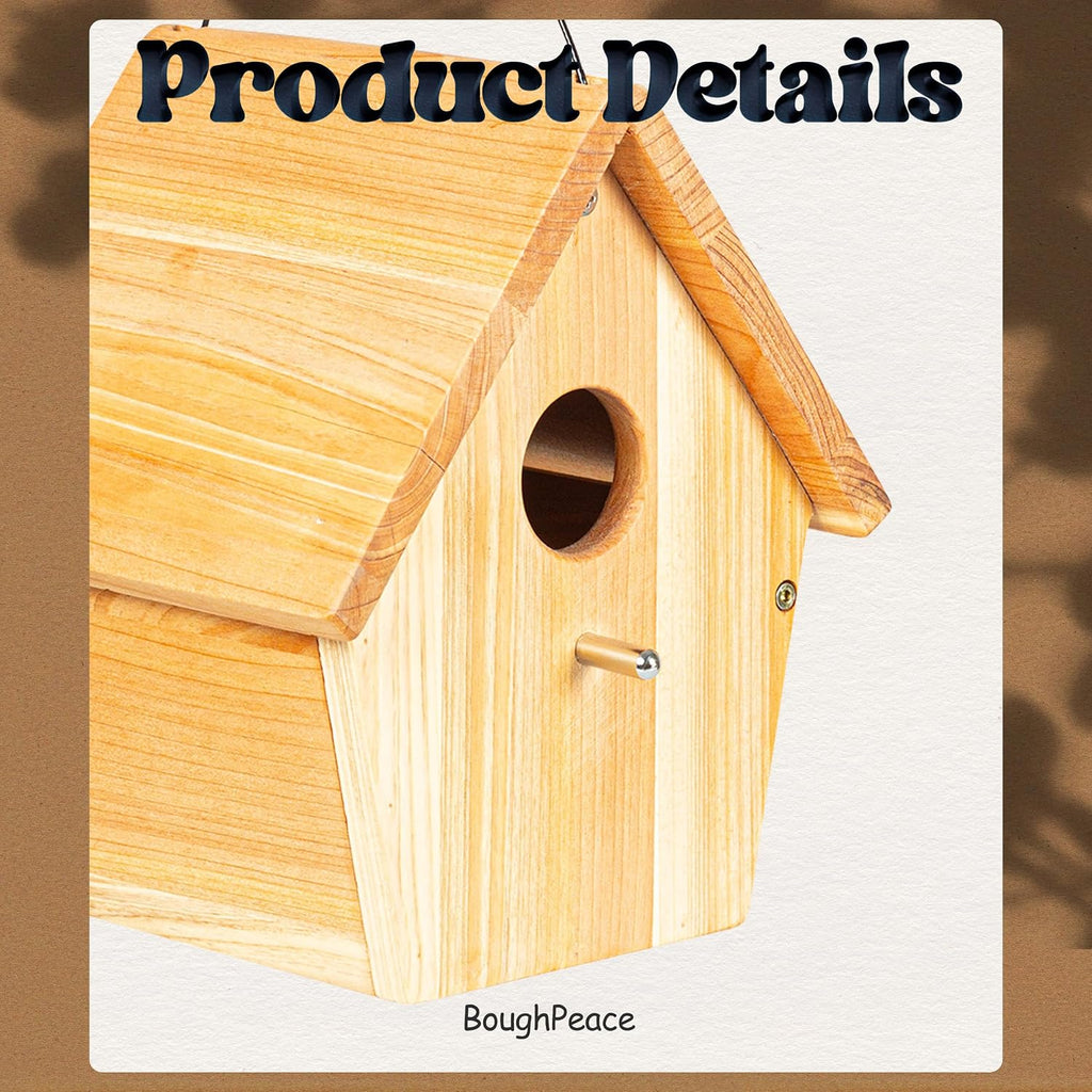 Wooden Bird Houses for Outside Hanging Birdhouses Nest Bluebird House for Cardinals Finch Wren Swallow for Garden