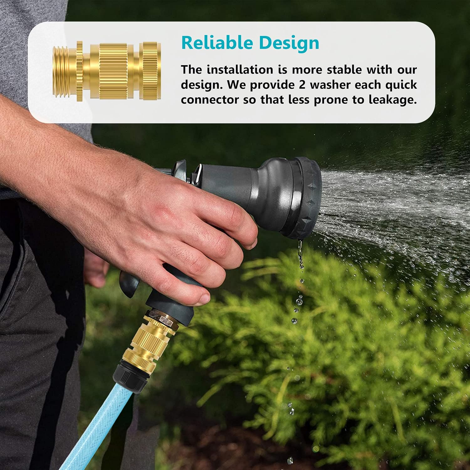 Heavy Duty Solid Brass Garden Hose Quick Connect Fittings, 6 Pack 3/4" With 20 Extra Washers, Male and Female Connectors