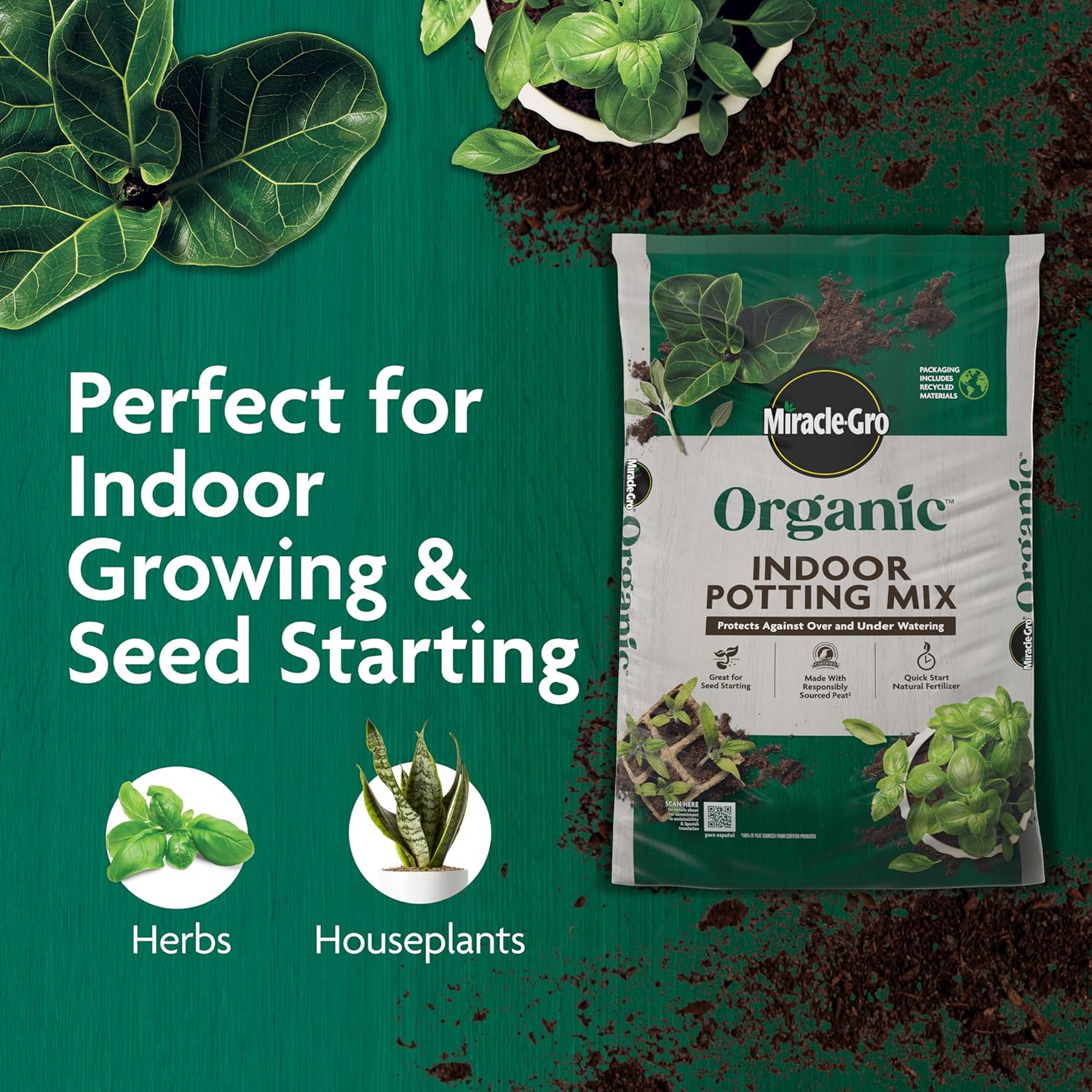 Gro Organic Indoor Potting Mix - Protects Against Over and Under Watering, Planting Soil for Indoor Container Plants