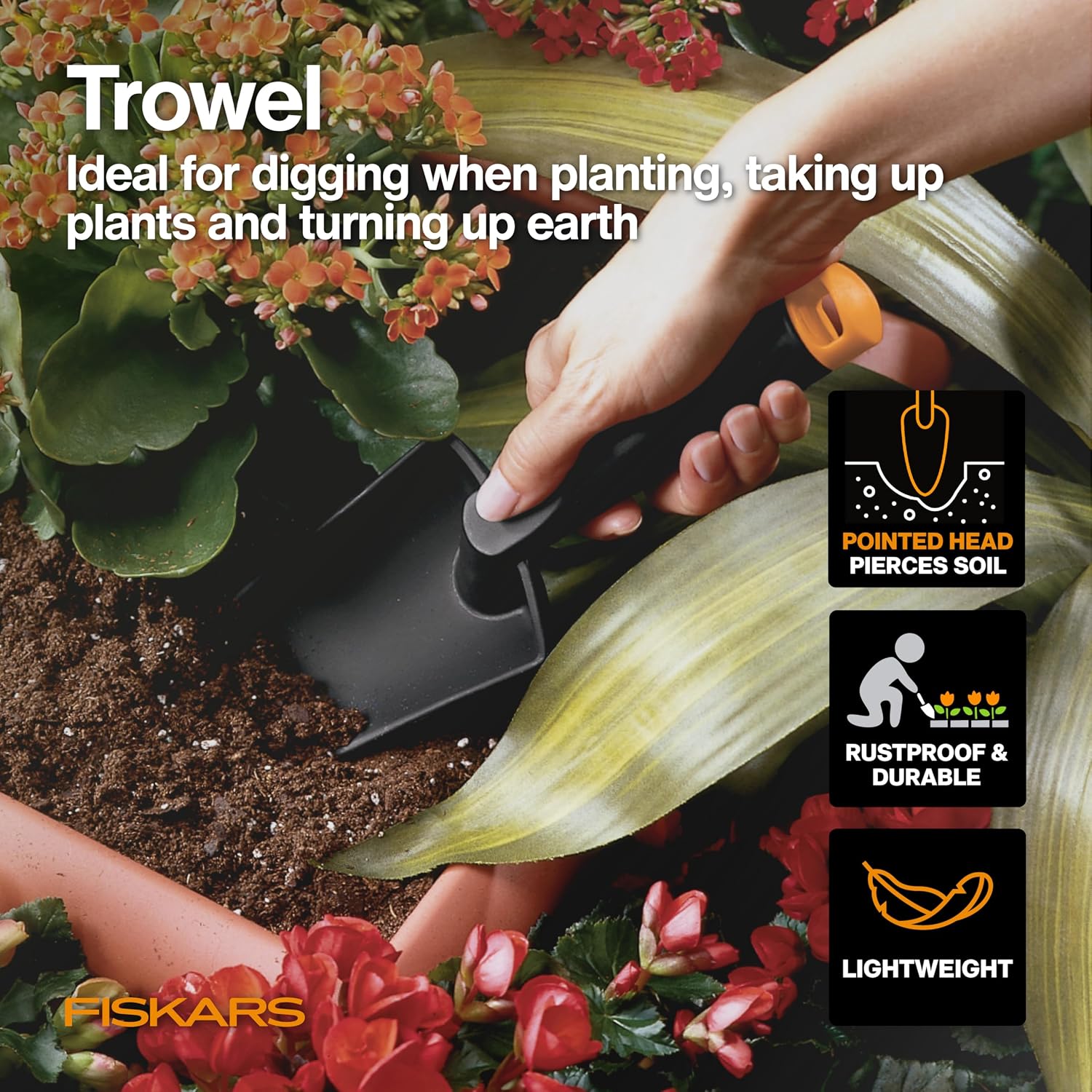 Fiskars 4-Piece House Plant Starter Tool Gift Set, Plant Care Accessories Set for Indoor Gardening and Potting, Pruning