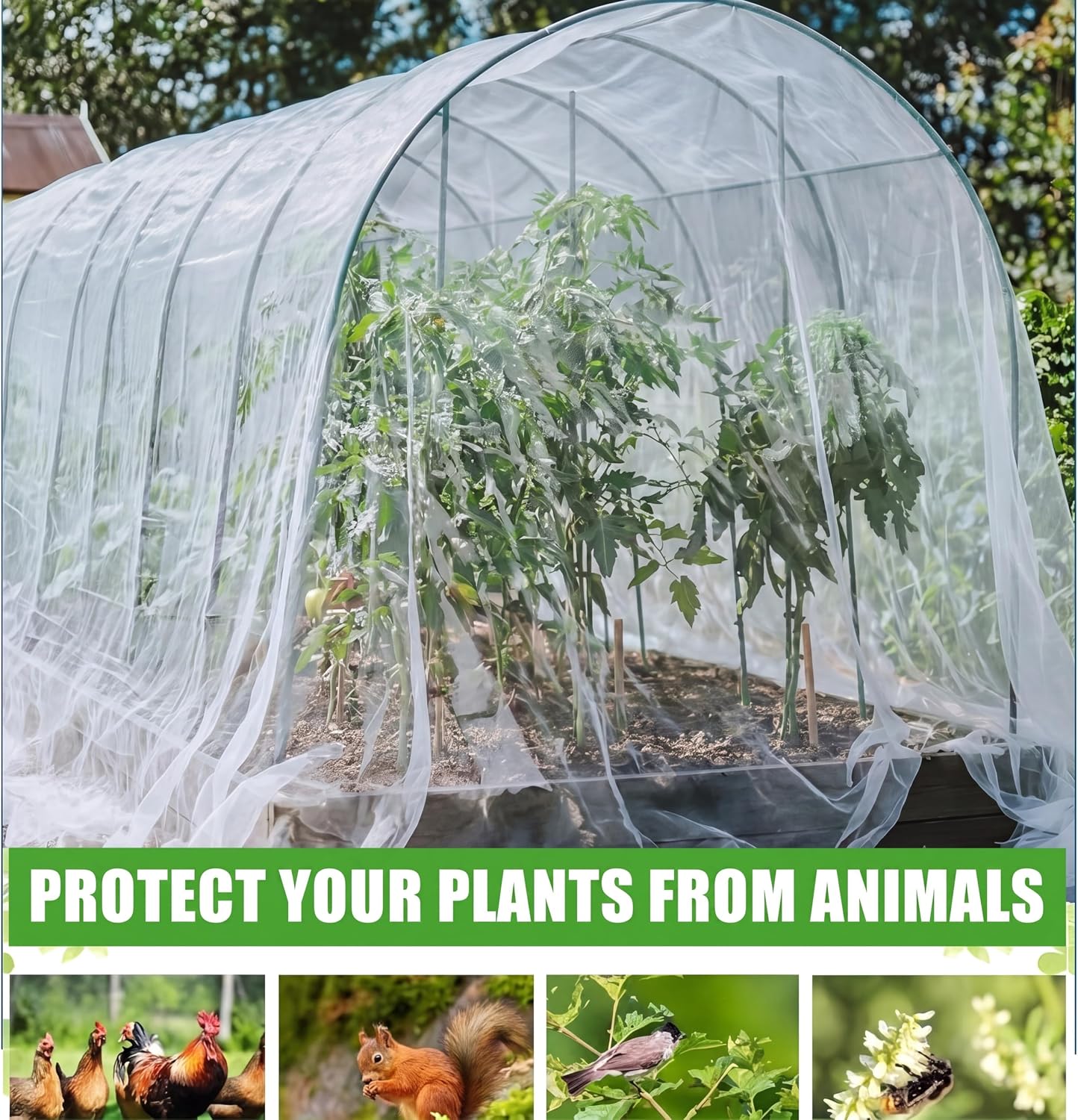 15 x 33 ft Garden Mesh Netting Insect Mosquito Net, White, 1 Pcs | Pest Barrier for Vegetables, Large Fruits Tree Net