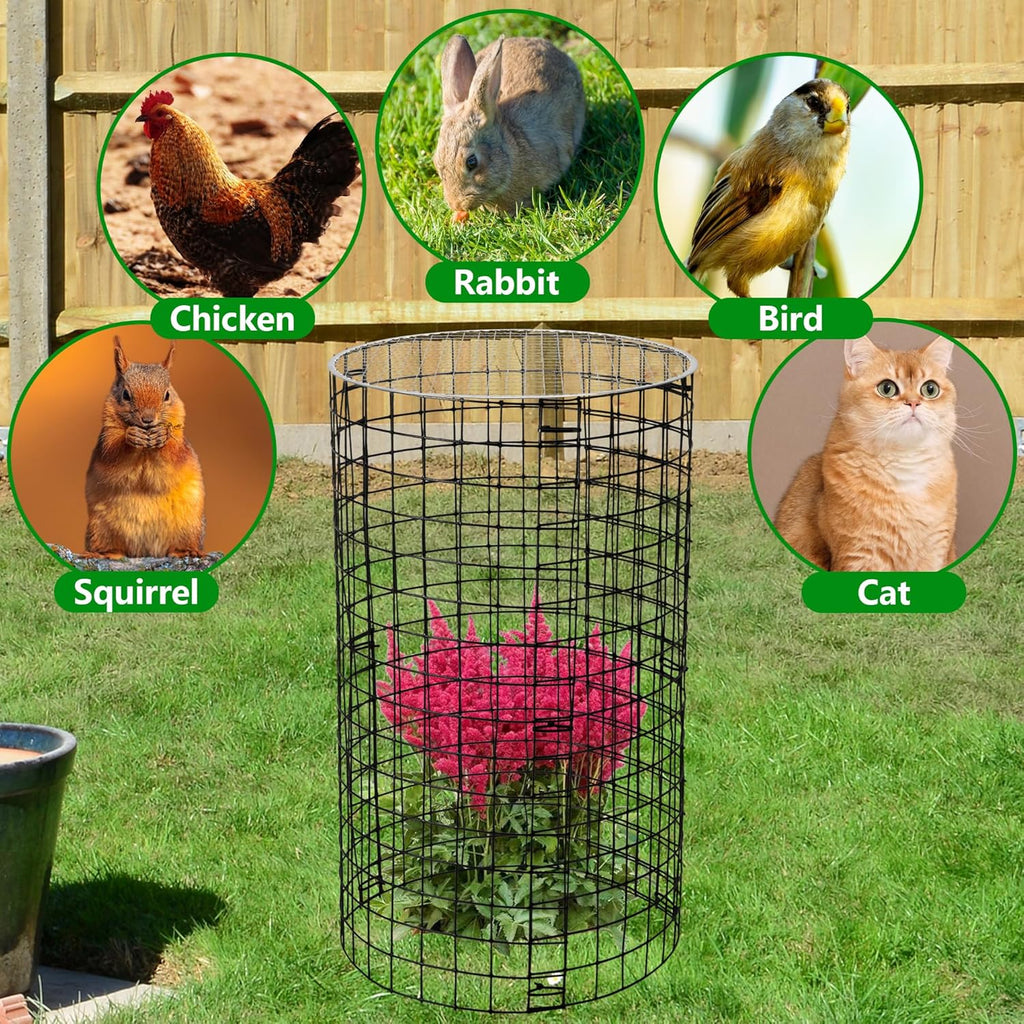 Adnee 8 Pack Wire Plant Protector with Cover-20" x 11" Detachable Metal Plant Protectors Mesh-Garden Plant Protectors