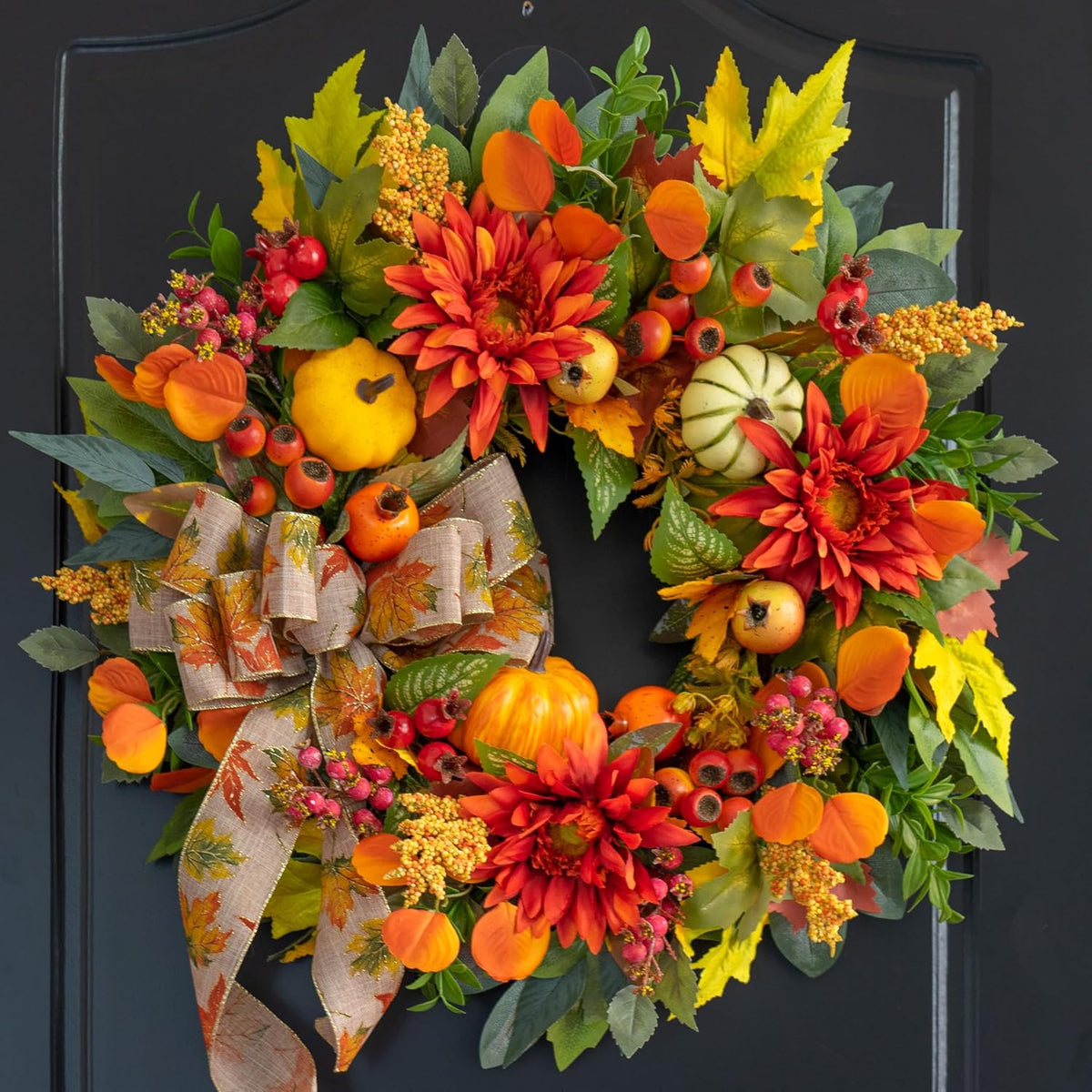 6-Pack Fall Stems Artificial Arrangement Flowers Bouquet Decoration Eucalyptus Leaves Autumn Harvest Home Décor Silk Sunflowers Daisy Grain Berries