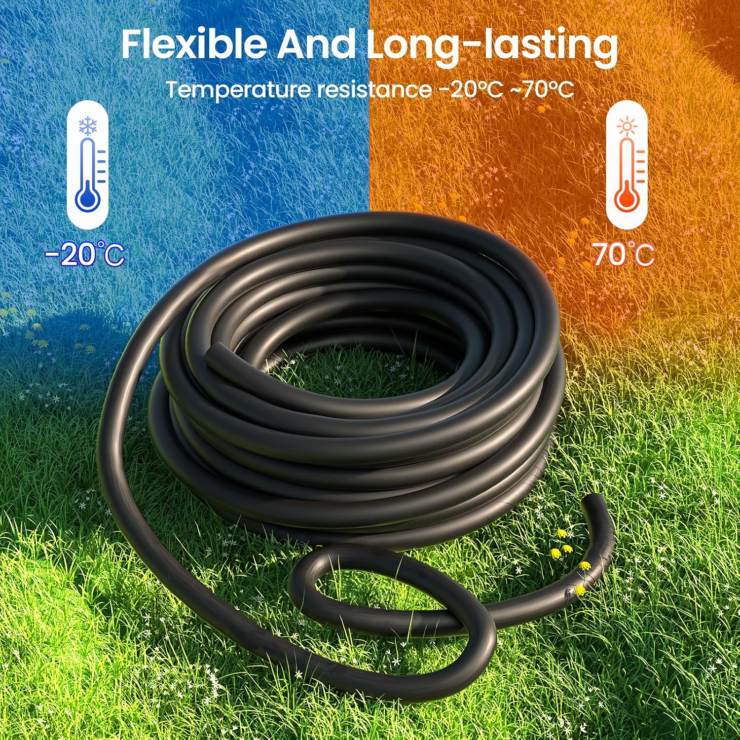 MIXC 50 FT 1/2 Inch Drip Irrigation Tubing Kit:Premium Garden and Landscape Watering System with 4 Quick Connector
