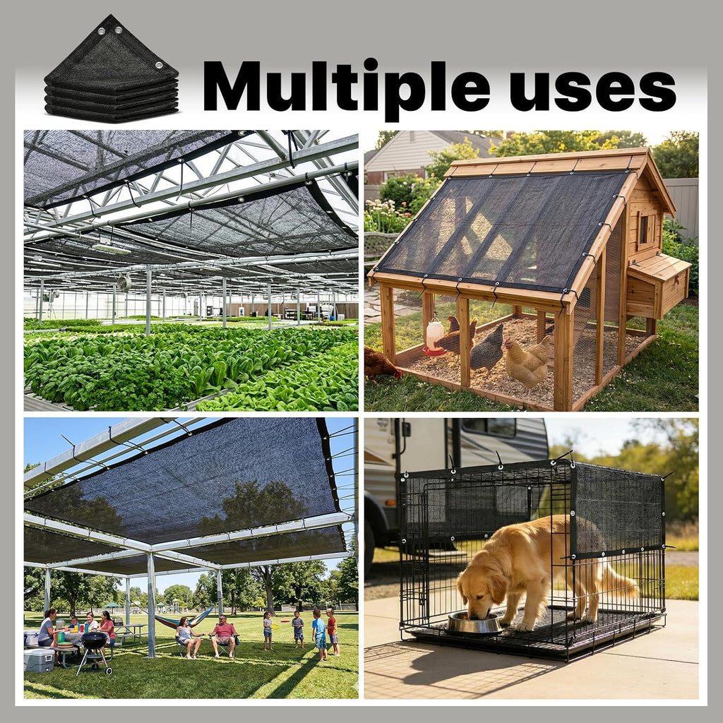 ColourTree 50% Black Shade Cloth, 8FT x 12FT Mesh Tarp, UV Resistant Netting with Upgrade Grommets for Plant Cover