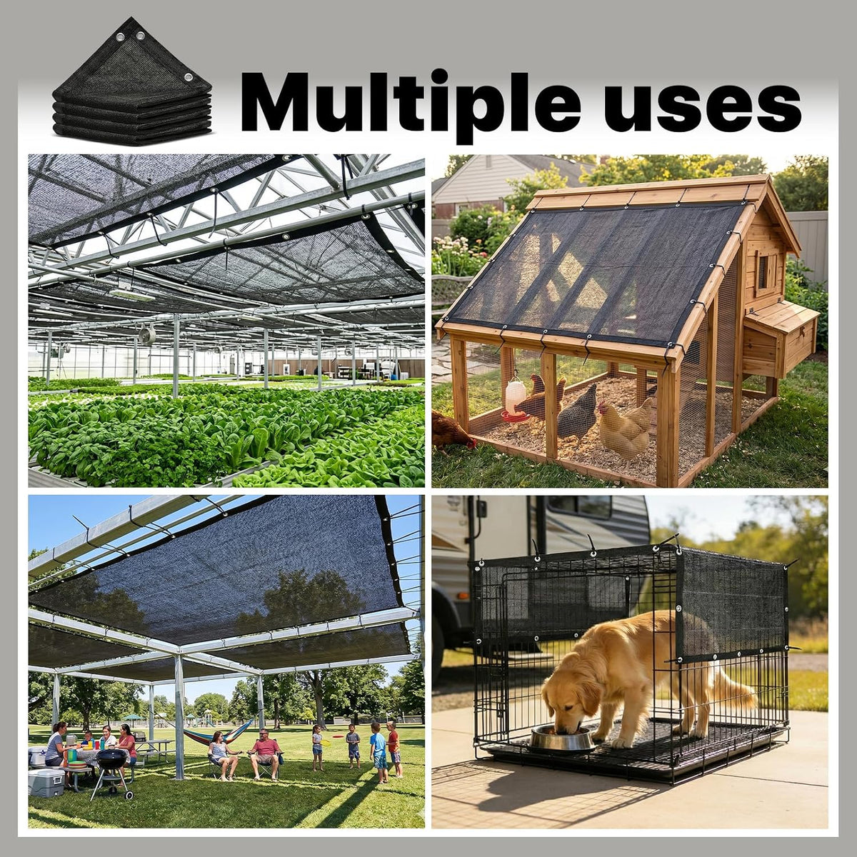 ColourTree 50% Black Shade Cloth, 8FT x 12FT Mesh Tarp, UV Resistant Netting with Upgrade Grommets for Plant Cover