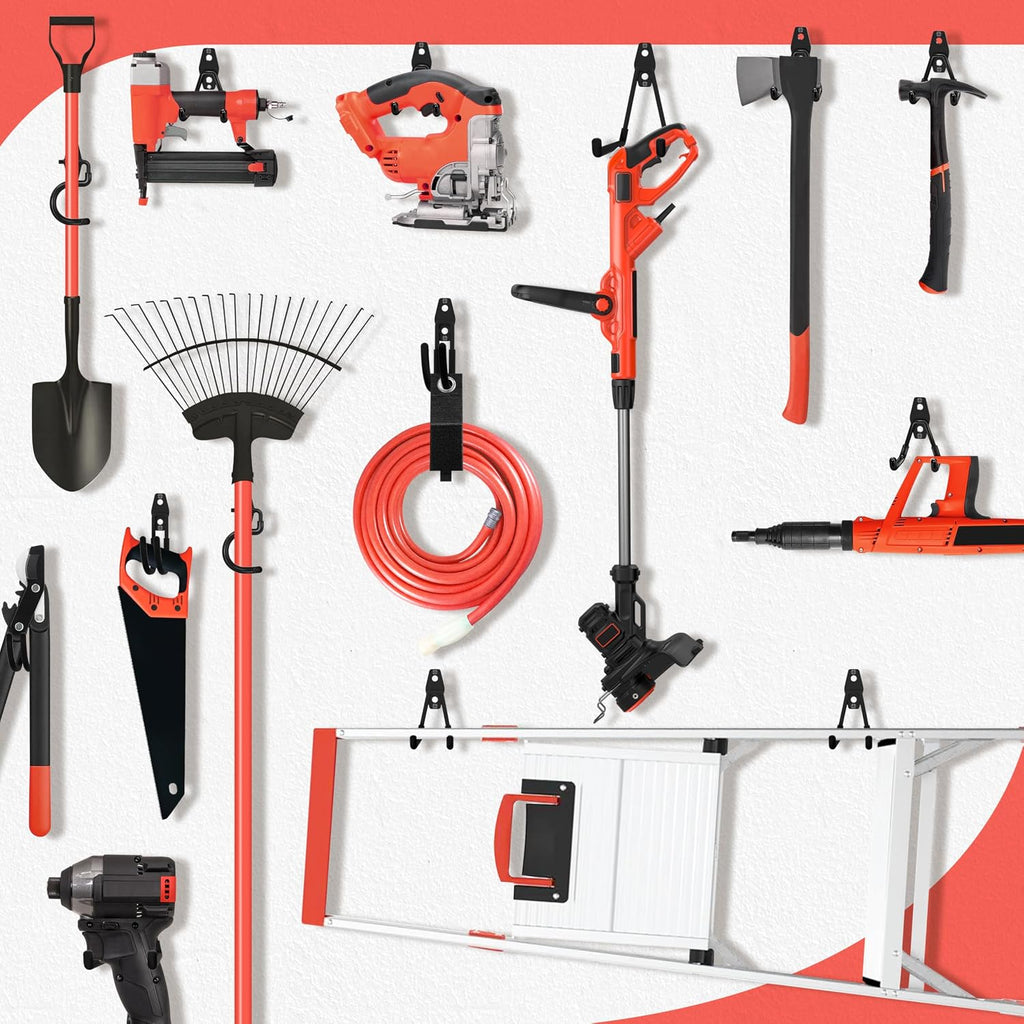 18 Pack Garage Hooks Heavy Duty - Anti-Slip Coating | Garage Storage Hooks for Hanging Bike，Ladder，Garden Tools，Hose