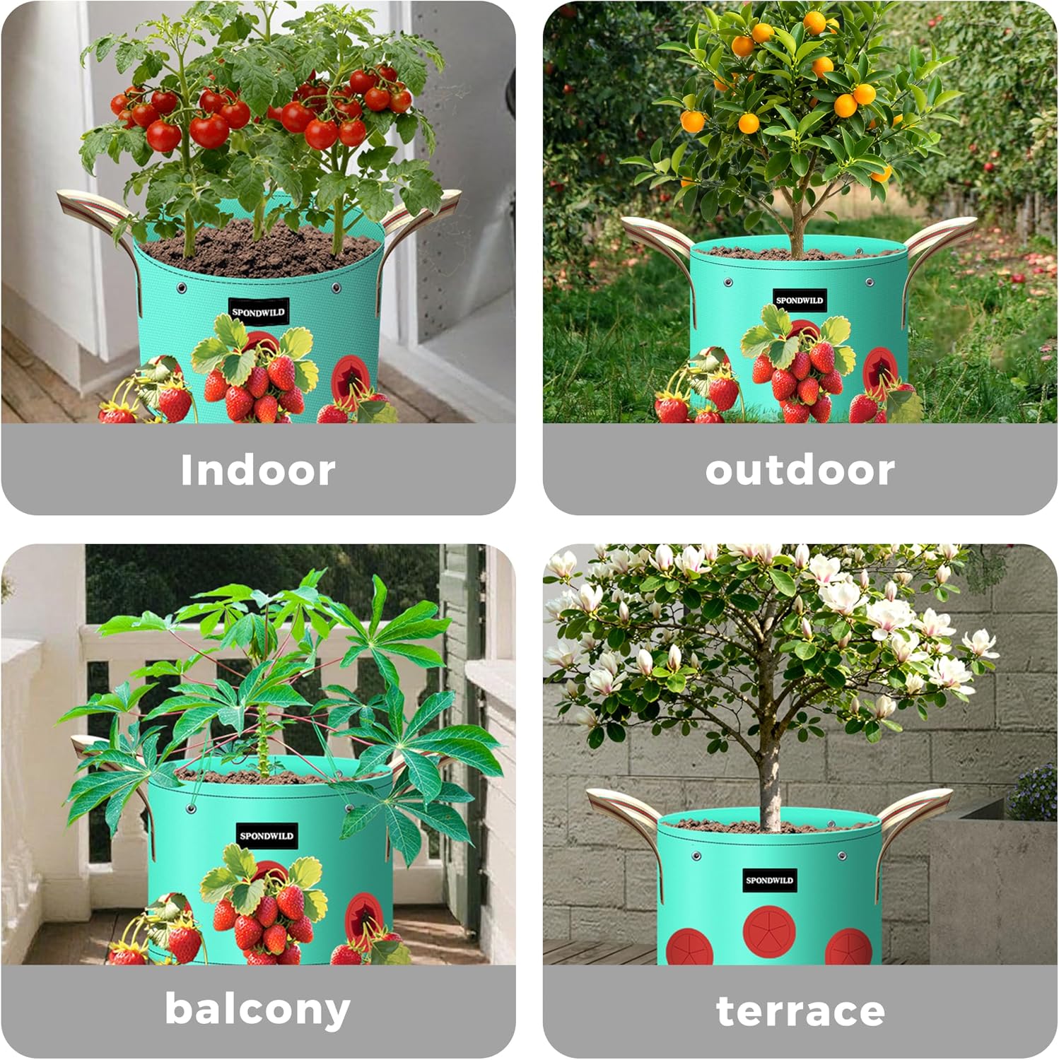 7 Pcs 25 Gallon Grow Bags, PE Plant Pots with 8 Breathable Holes | Collapsible Gardening Supplies with Drainage Holes