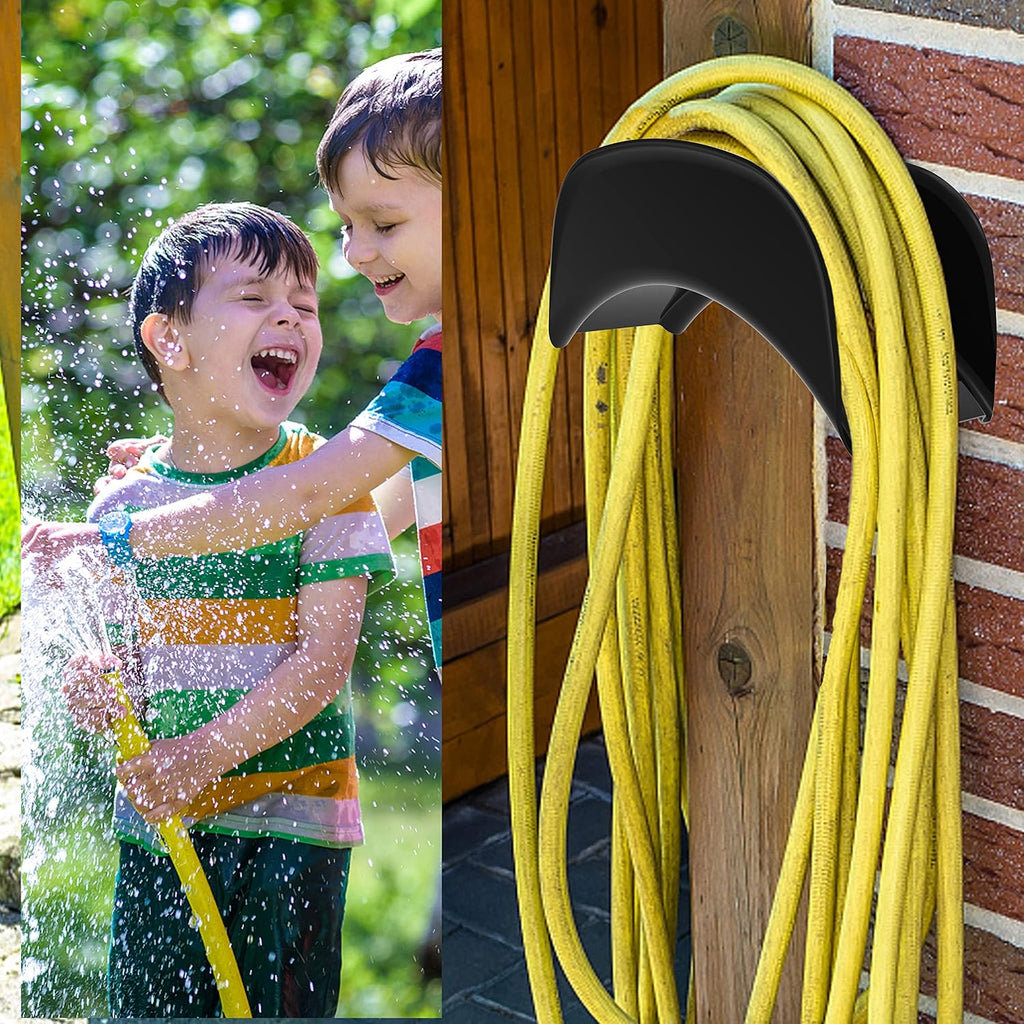 Gardzen 2-Pack Heavy Duty Hose Hanger Wall Mount Black | Durable Garden Hose Hanger Rack for Outdoor Storage, Keeps