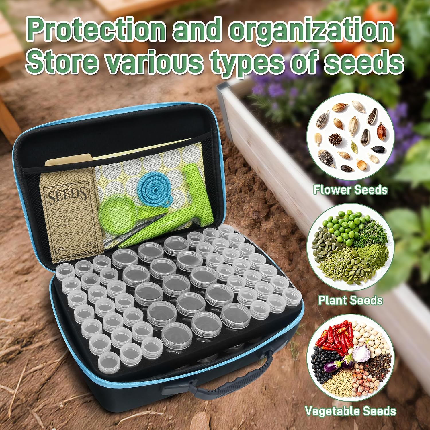 Seed Storage Organizer, 114 Slots Seed Storage Box with 20 Envelopes | Waterproof EVA Seed Storage with 20 Envelopes