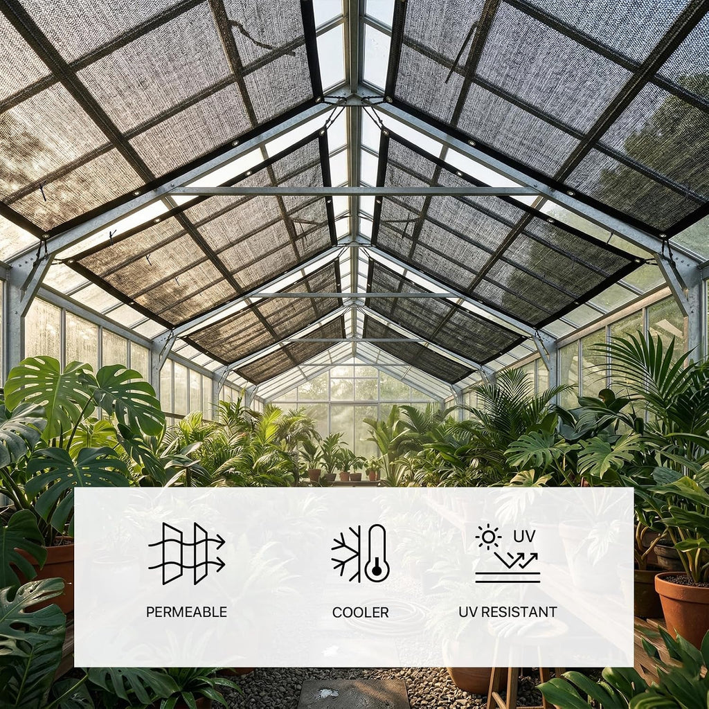 Amgo 50% Black Shade Cloth, 8FT x 16FT Mesh Tarp, Black Sun Shade Netting with HDPE Material and Heavy Duty Grommets