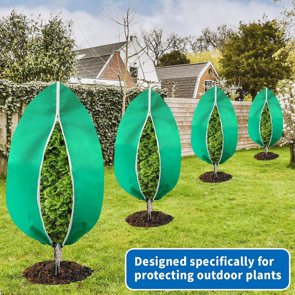 4 Pack Plant Covers Freeze Protection(71" x 47.3"),2.82 oz/sq yd Non-Woven Fabric,Frost Covers with Zipper Drawstring
