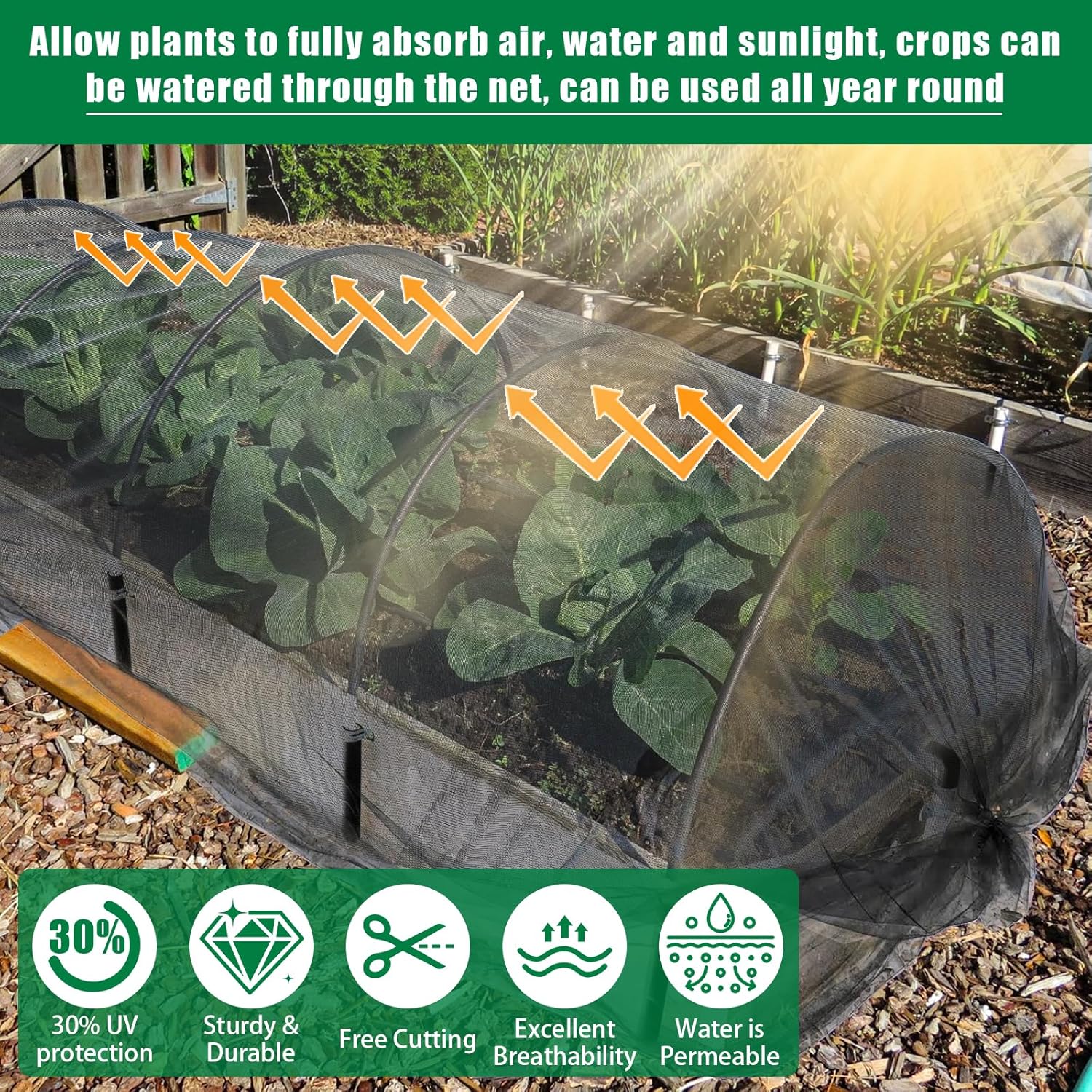 10 X 33 FT Black Thicker Garden Mesh Netting Pest Barrier for Raised Beds | Fruit Tree Netting for Cicadas Bird Insect