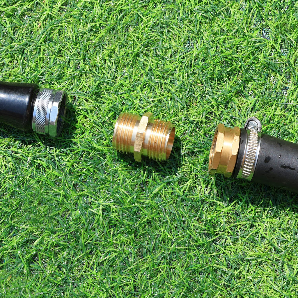 Garden Hose Fittings - Solid Brass Repair Connectors: Double Male Faucet Leader Coupler (3/4" GHT) (10-PCS)