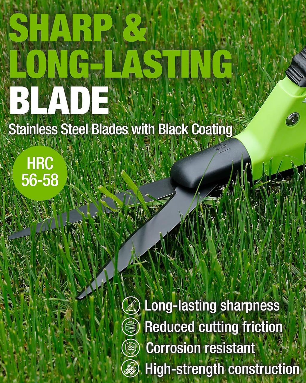 WORKPRO Grass Shears Handheld, Grass Clippers with 360 Degree Swivel Blades | 15-Inch Manual Grass Cutter, Ultra-Sharp