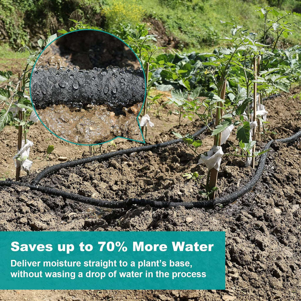 5/8" 15 FT*2 Pack Soaker Hose for Water Drip Irrigation for Lawn | Heavy Duty Construction, Saves 70% Water, Yard