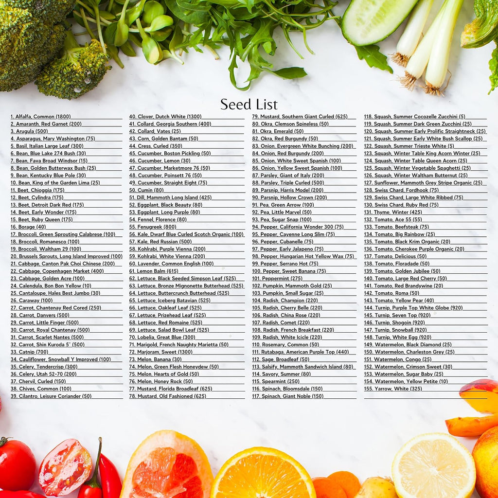 Survival Seed Kit America's Largest Assortment of Heirloom Seeds - 155 Varieties - (Over 65,000 Seeds) Vegetable Fruit