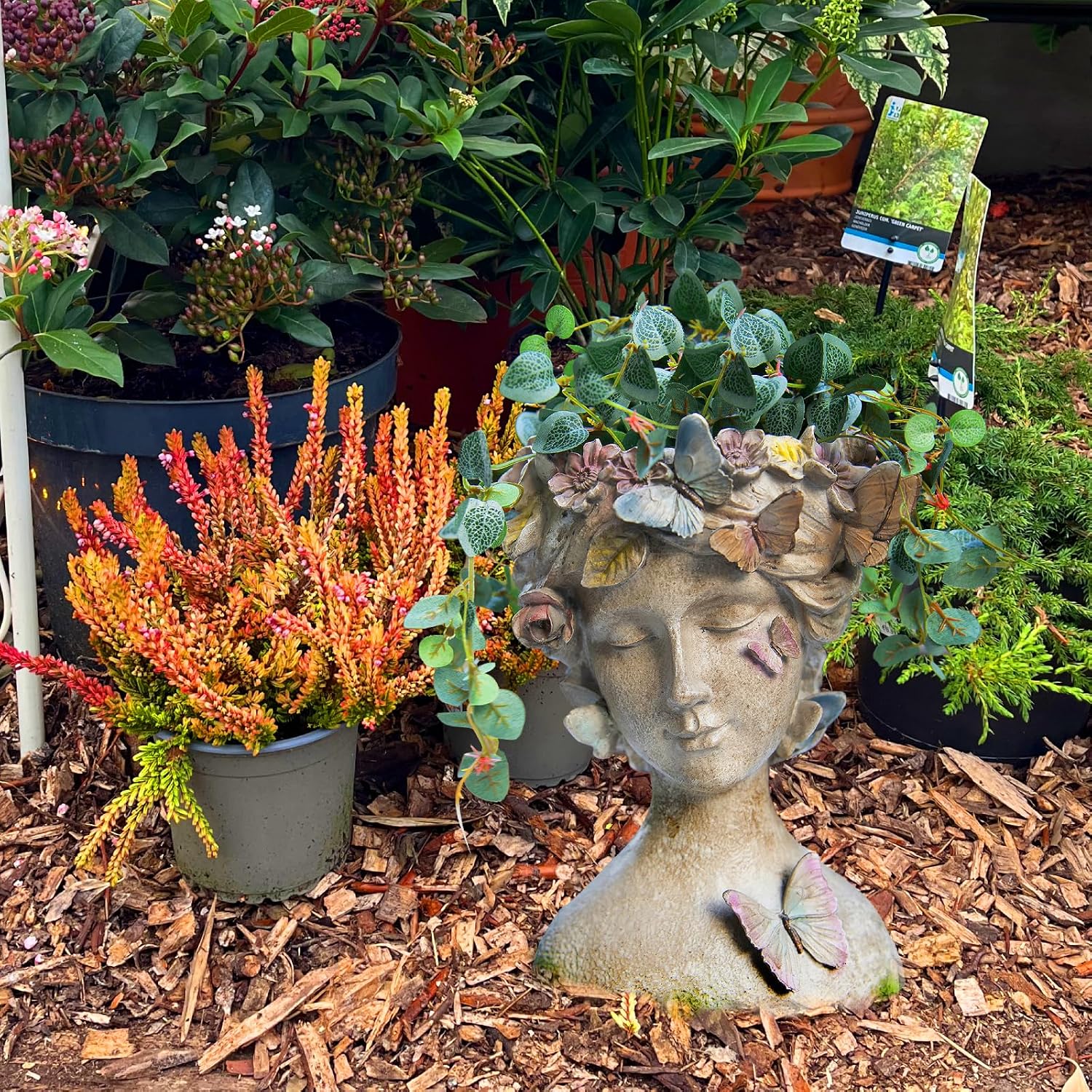 Face Flower Pot Head-Planters Succulent - 10 Inch Garden Resin Face Planter with Drainage Hole for Indoor and Outdoor