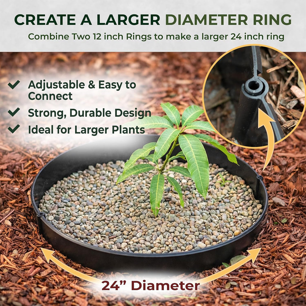 12 Inch Wrap-Around Adjustable Planting Grow Rings | 3 Pack | Brown | Install Around Existing Plants | Square Foot
