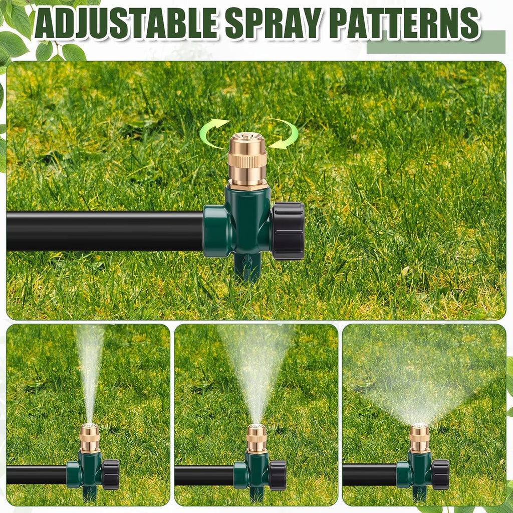 Tioncy 4 Pack Metal Lawn Sprinkler Automatic Garden Water Sprinkler on Spike Base 360 Degree Rotation with Adjustable