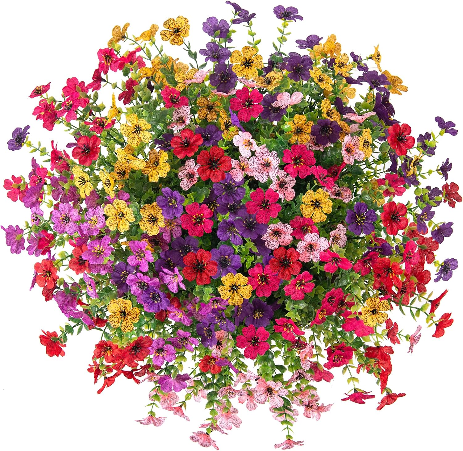 Artificial Fake Hanging Plants Flowers with Basket Outdoor Decor Faux Silk Dasiy Flower Arrangements in Pot Planter for