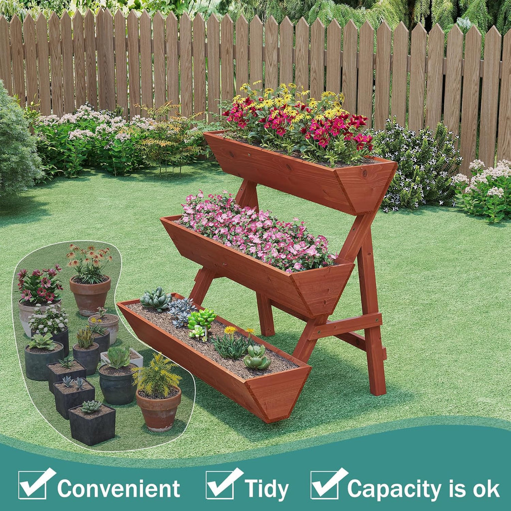 viewcare Raised Garden Bed, 3 Tier Vertical Garden Planter for Indoor & Outdoor, Raised Planter Box with Legs, Garden