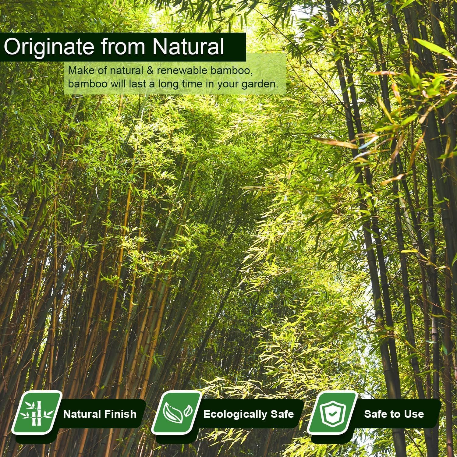 Jollybower 1/2" D 4 Feet Bamboo Stakes 50 Pack, Thicker Heavy-Duty Plant Stakes, Natural Garden Stakes for Bean