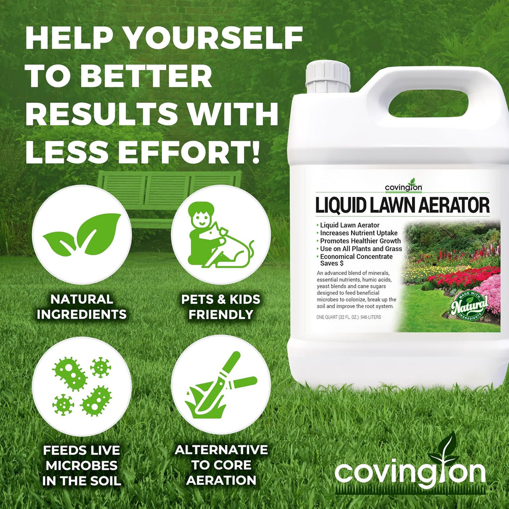 Covington Liquid Lawn Aerator (32oz) – Soil Conditioner & Softener for Lawns & Gardens – Loosens Clay & Compacted Soil