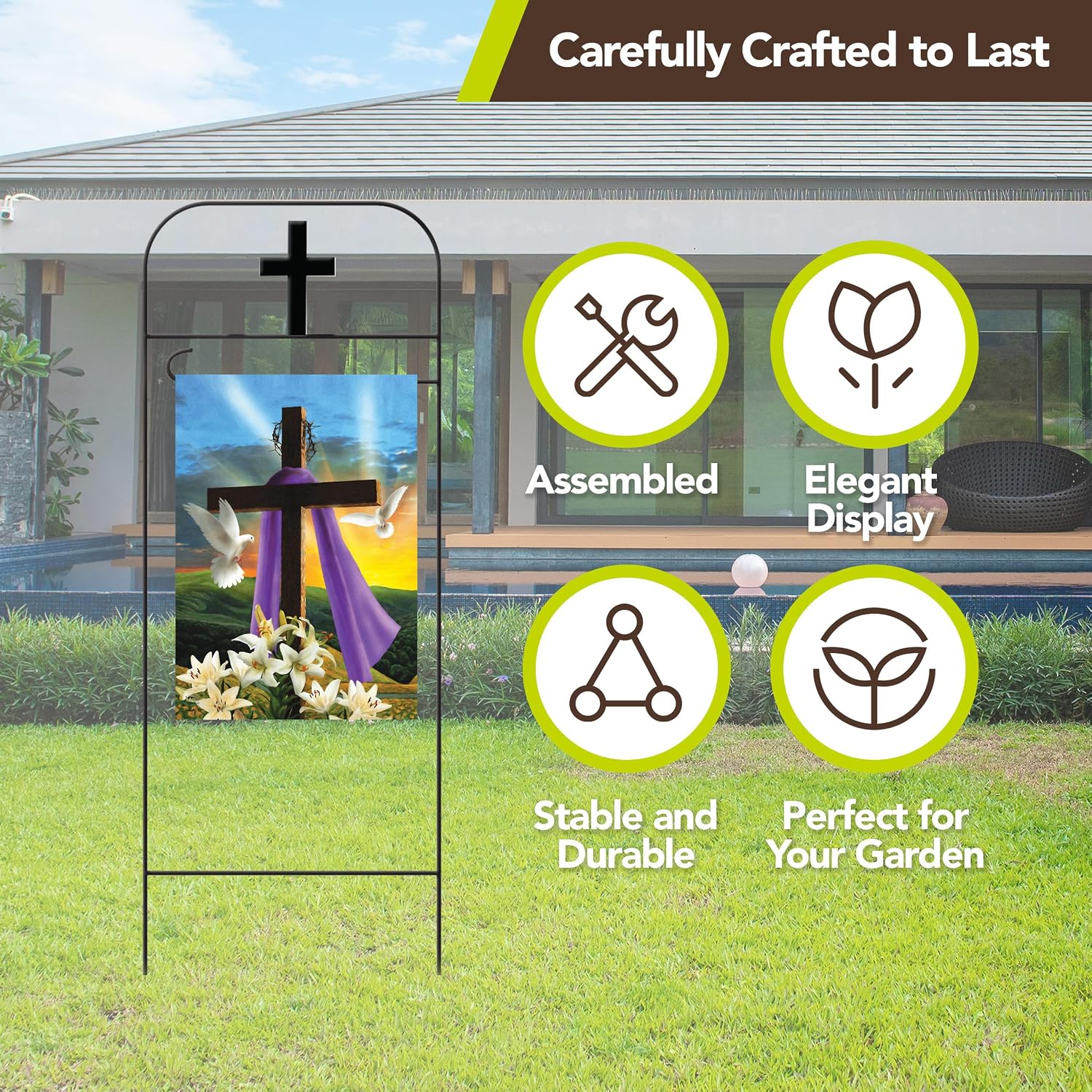 Briarwood Lane Everyday Wrought Iron Cross Garden Flag Arbor 41x15 Garden Flag Decorative Arbor