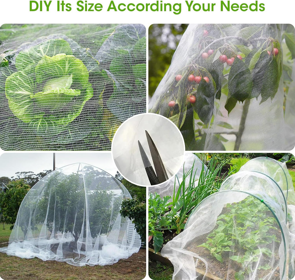 10x35Ft Garden Netting for Raised Bed, Thickened 60 Mesh Bird Netting for Garden Protection, Mesh Insect Row Covers for
