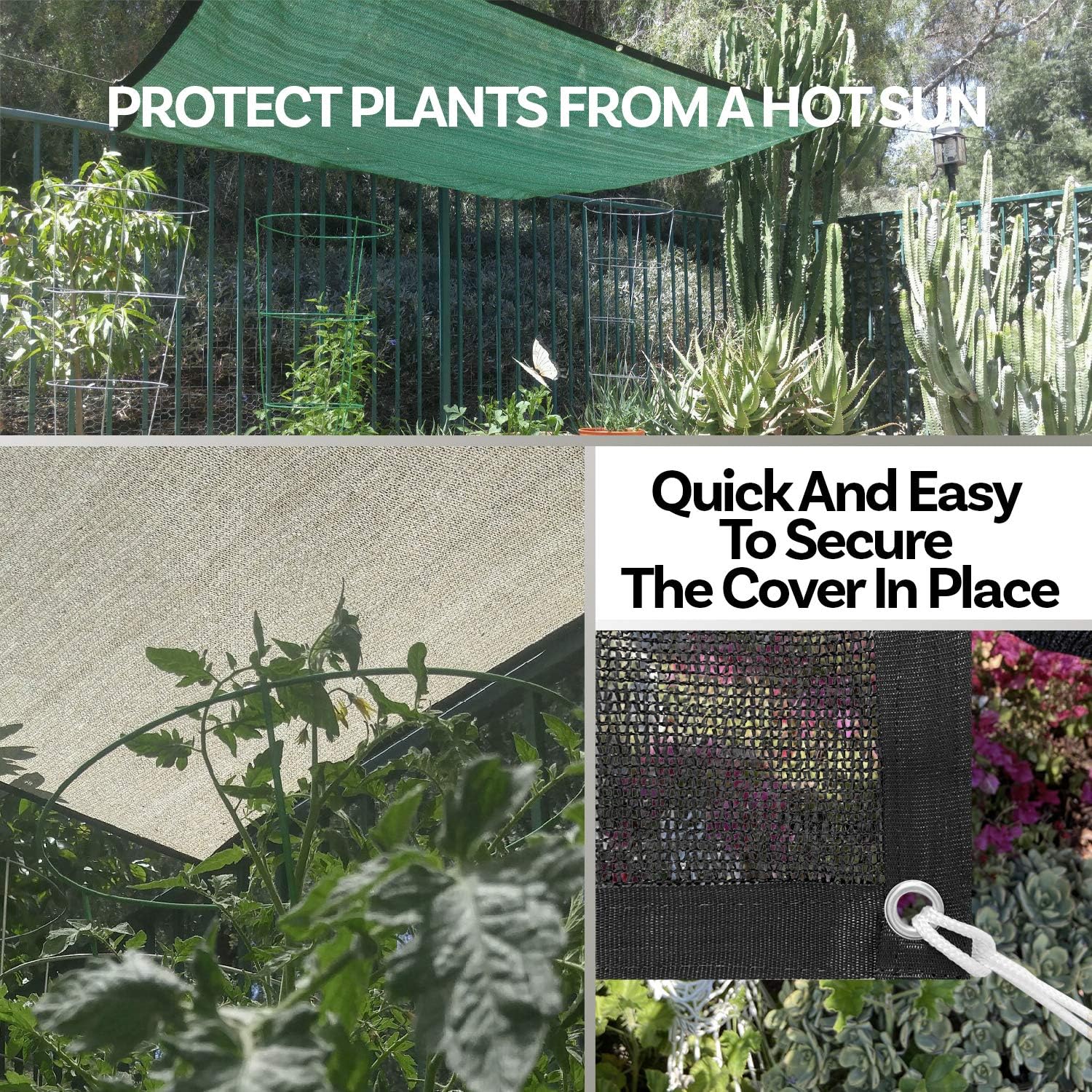 HDPE 50% Sun Block Plant Shade - Garden Shade Cloth Netting Mesh - Beige (4' x 8')