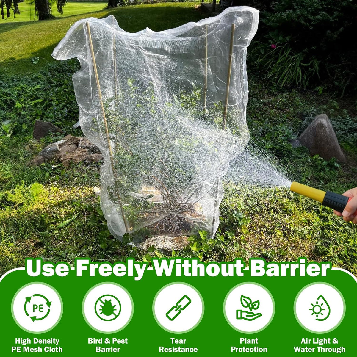 4 Pack Garden Mesh Netting for Plants 2.6x3.3ft - 3.3x4.9ft Insect Bird Netting Pest Barrier Bag with Drawstring 2 Size