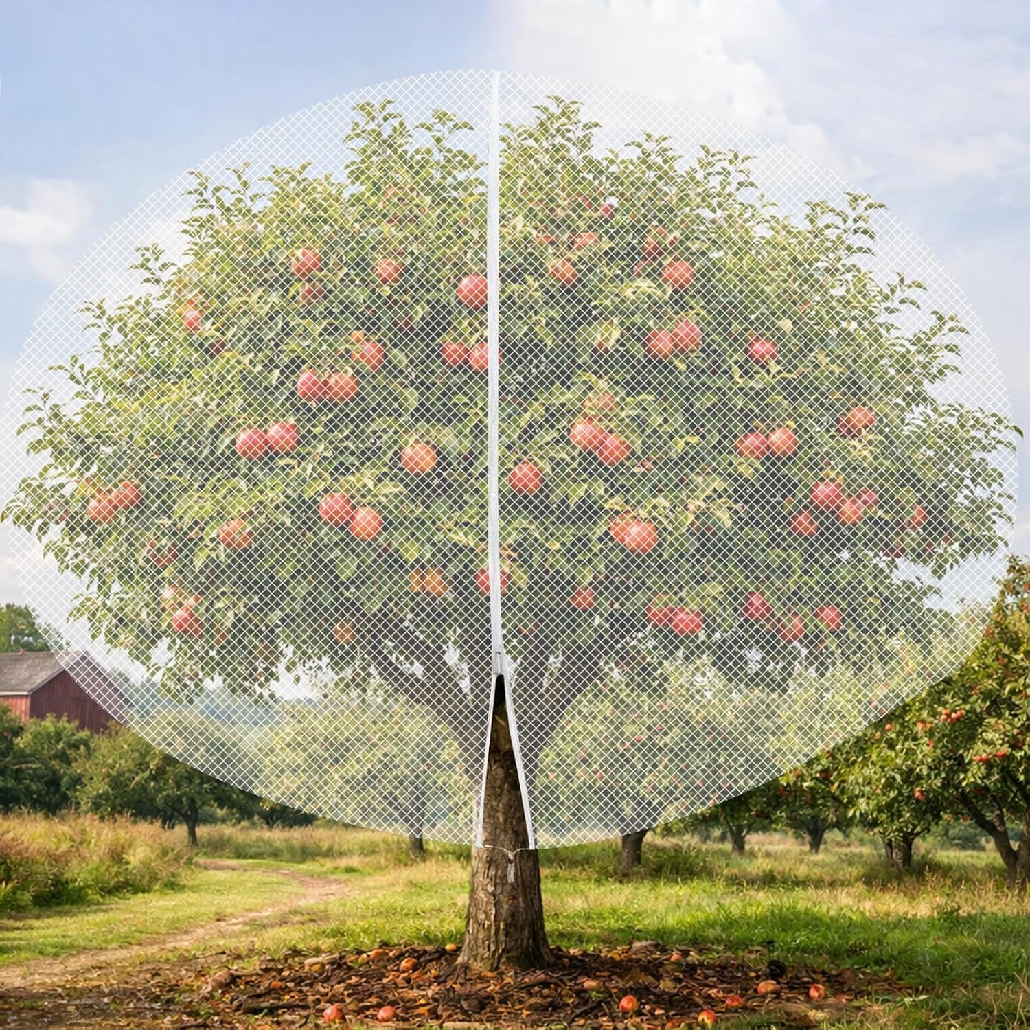 1Pcs 15ft x 15ft Extra Large Fruit Tree Netting Cover with Zipper and Drawstring Garden Plant Protector Bird Barrier